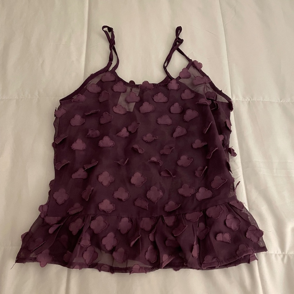 Charlotte Russe Purple Applique Sheer Tank NWT (Size Small)